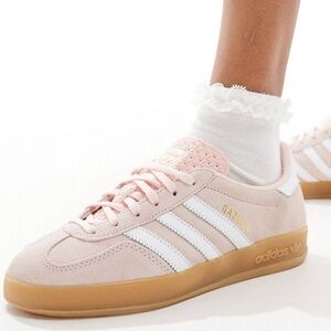 adidas Originals Gazelle Indoor sneakers in pink and white
